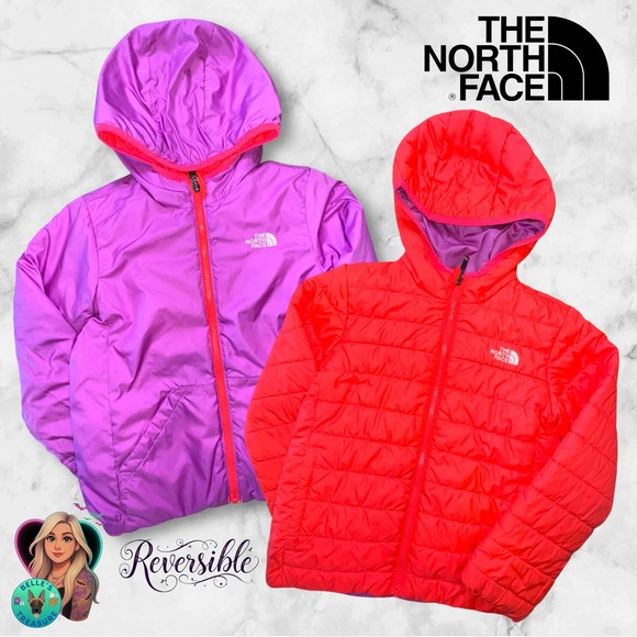 THE NORTH FACE Girl 6T Eclipse Reversible Insulated Jacket Pink Soft Fuzy Purple - Picture 1 of 16